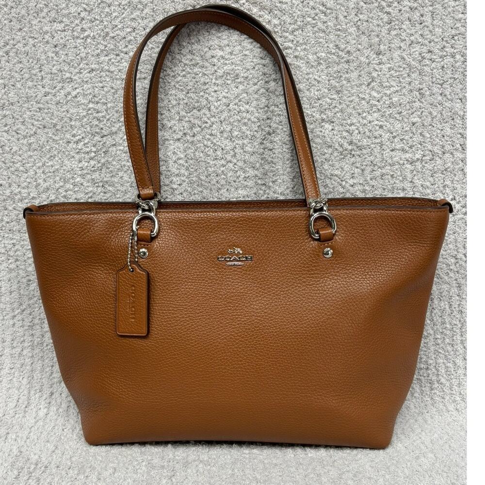 Coach Sophia Brown Pebbled Leather Tote Purse F1581 #76958